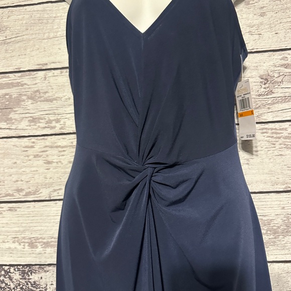 Michael Kors Twist Front Midi Dress Navy Size Small NWT Strappy Evening Cocktail - Picture 2 of 7